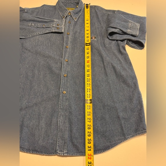 Cinch EUC Denim Mens Button Down Shirt Embroidered Logo Size Large 100% Cotton - Picture 7 of 7
